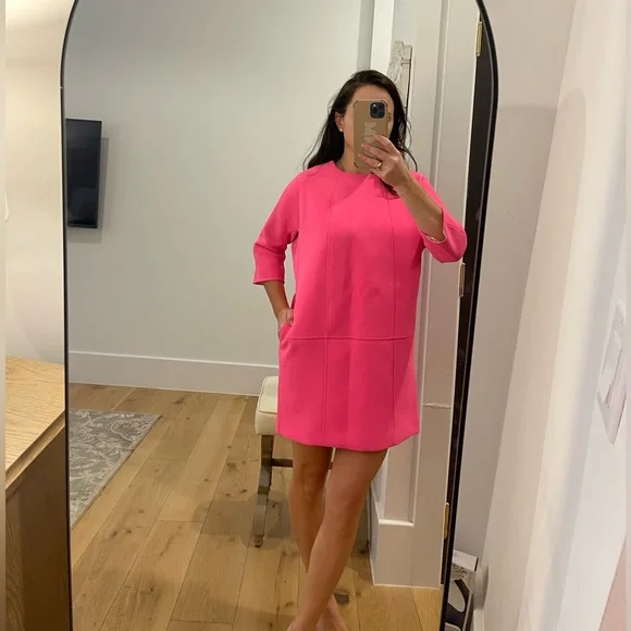 banana republic hot pink dress Banana Republic Hot Pink Dress Short Mini Bell Sleeve Size 2